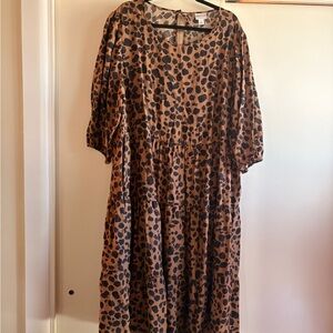 Ava & Viv Brown and Black Leopard Tiered Maxi Dress